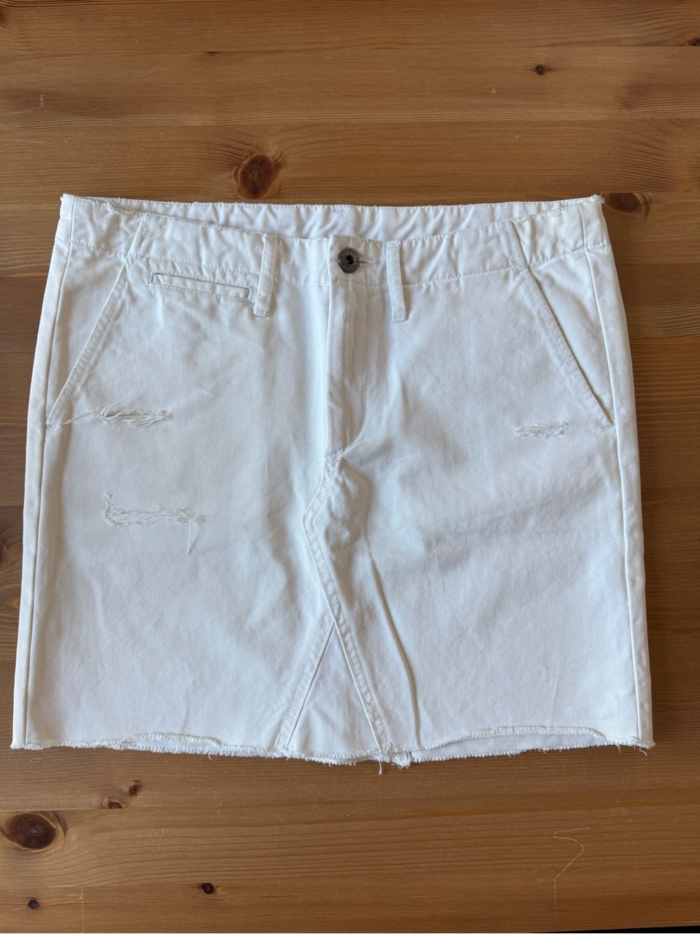 AG Adriano Goldschmied White Distressed Denim Mini Skirt 27